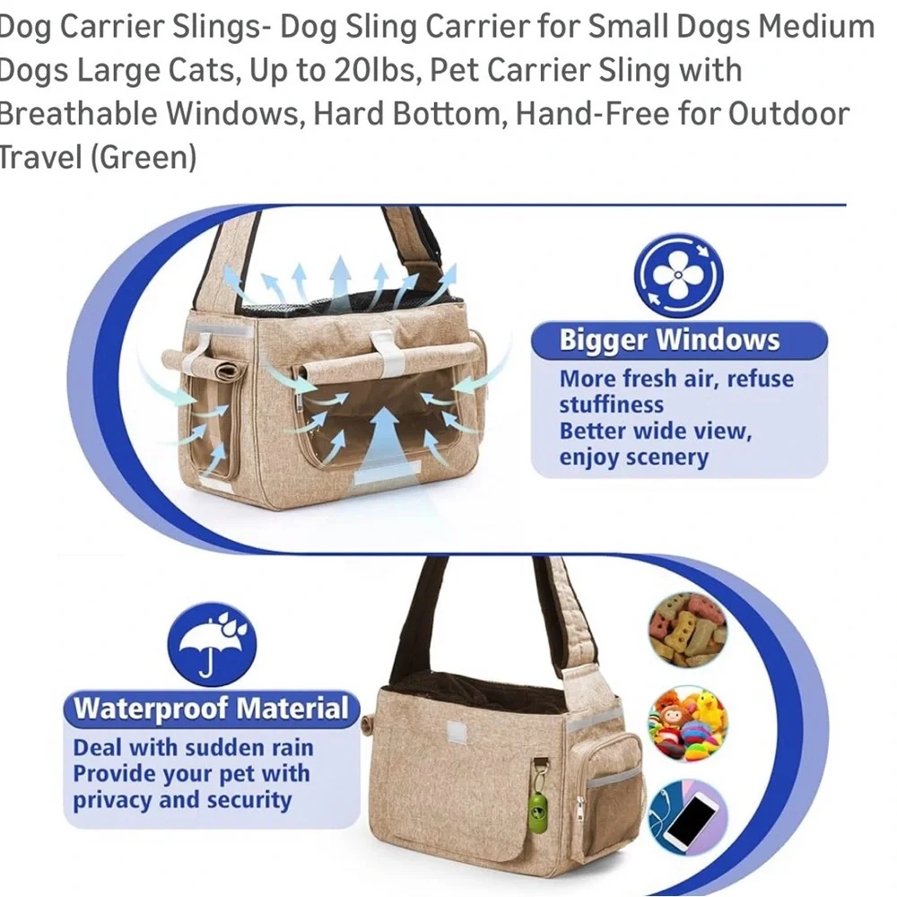 Small Dog/Cat Carrier Sling with Triple Security.Pet travel bag. Airline pet bag